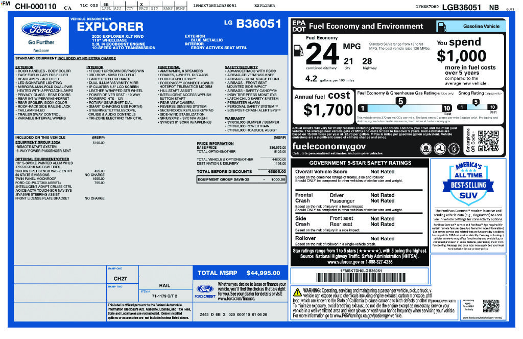 Certified 2020 Ford Explorer XLT w/ Equipment Group 202A RWD image 2