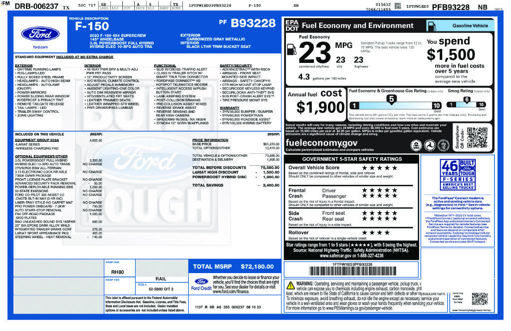 Certified 2023 Ford F150 Lariat w/ Equipment Group 502A High AWD/4WD image 3