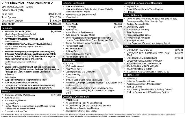 Used 2021 Chevrolet Tahoe Premier w/ Premium Package AWD/4WD image 32
