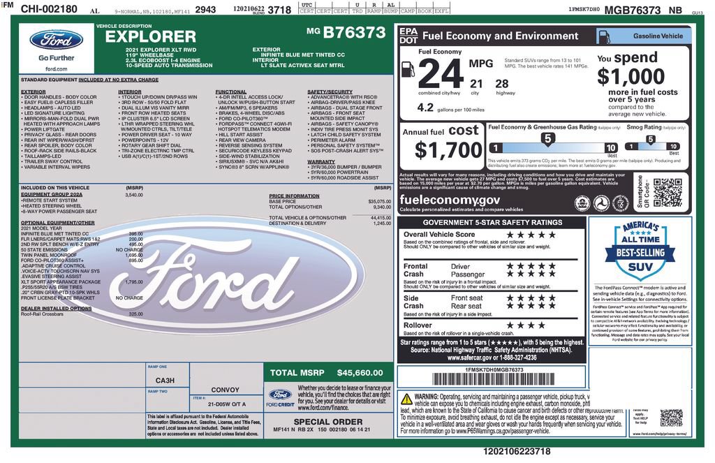 Certified 2021 Ford Explorer XLT w/ Equipment Group 202A RWD image 7