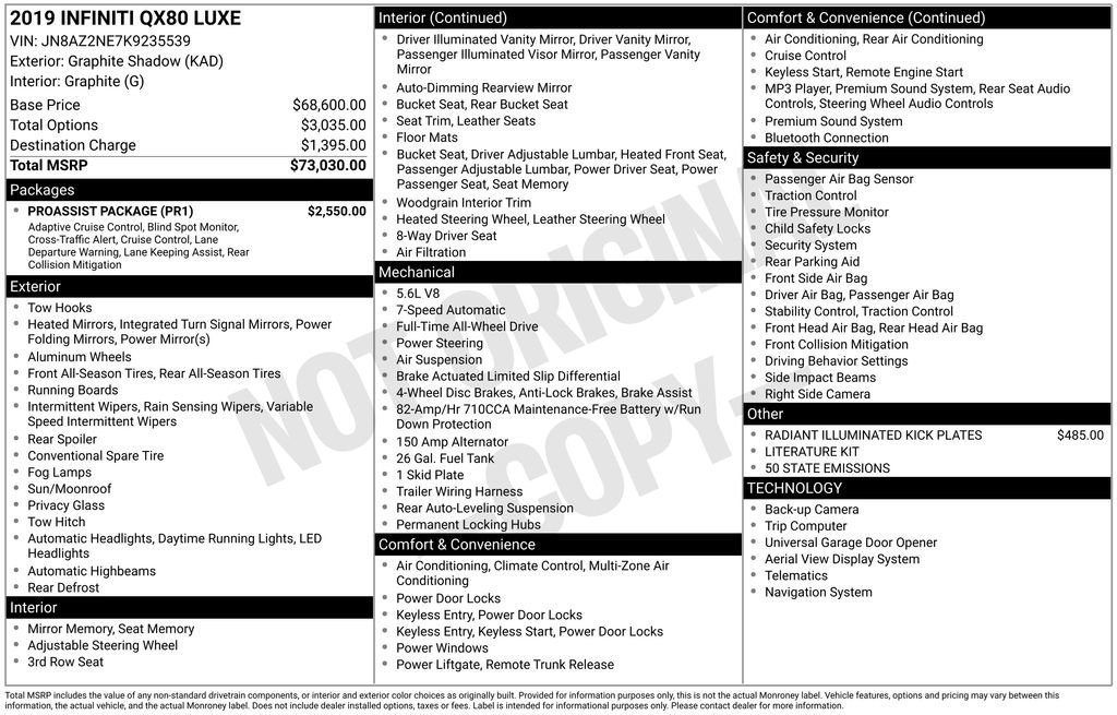 Used 2019 INFINITI QX80 Luxe w/ Proassist Package image 3