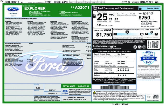 Certified 2023 Ford Explorer Limited w/ Hybrid Equipment Group 310A AWD/4WD image 38