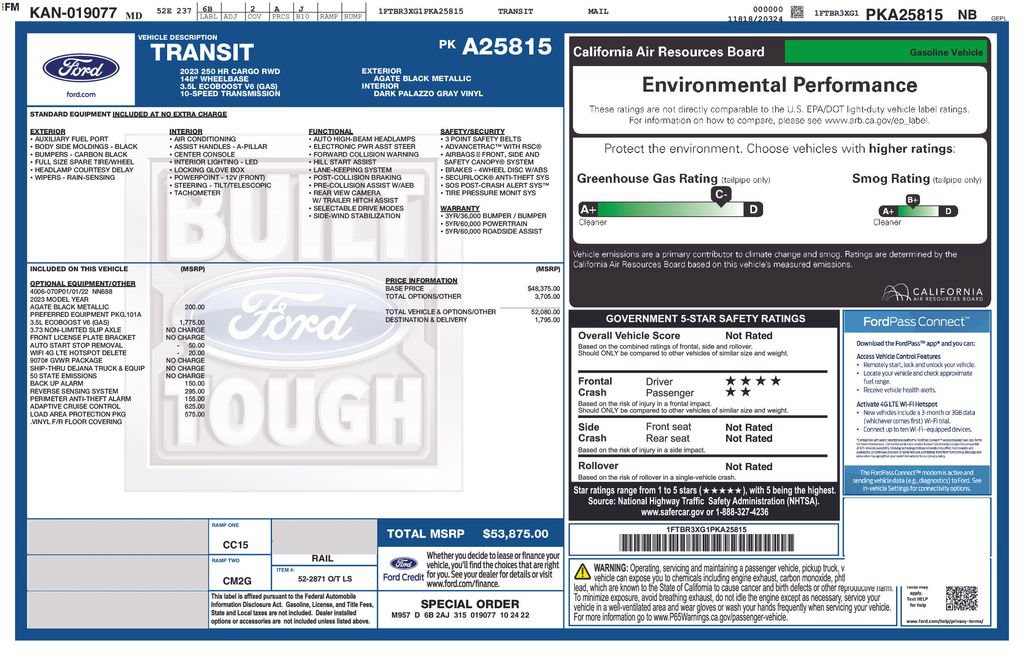 Certified 2023 Ford Transit 250 148 High Roof Extended w/ Load Area Protection Package RWD image 21