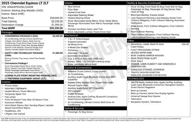Used 2025 Chevrolet Equinox LT w/ Convenience Package II AWD/4WD image 33