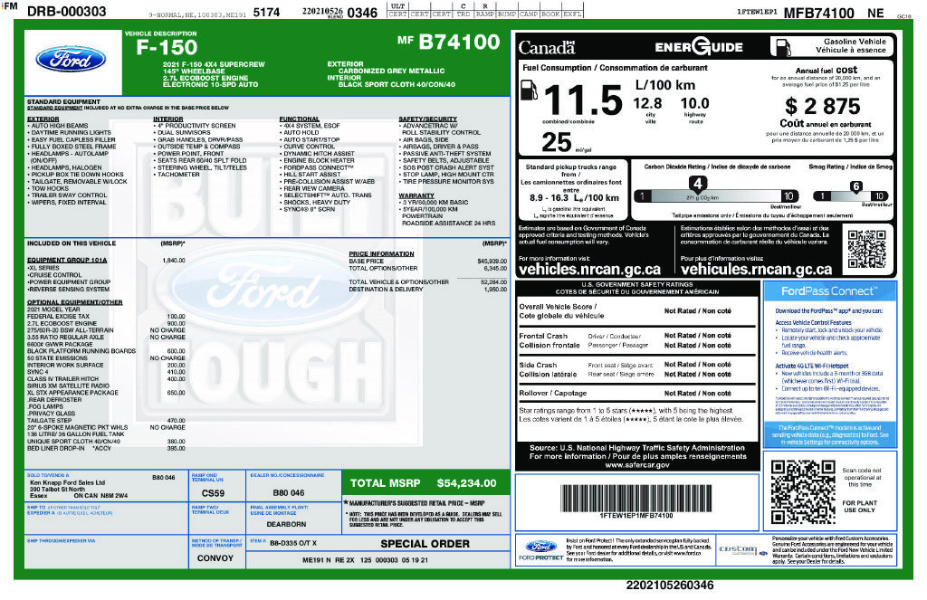 Certified 2021 Ford F150 XL w/ Equipment Group 101A High AWD/4WD image 41