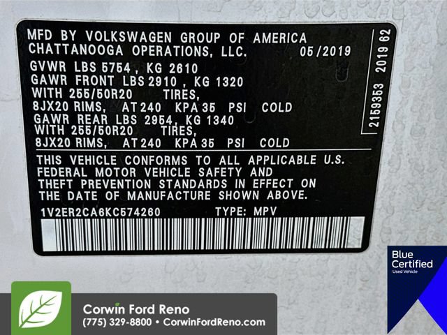 Used 2019 Volkswagen Atlas SEL FWD image 38