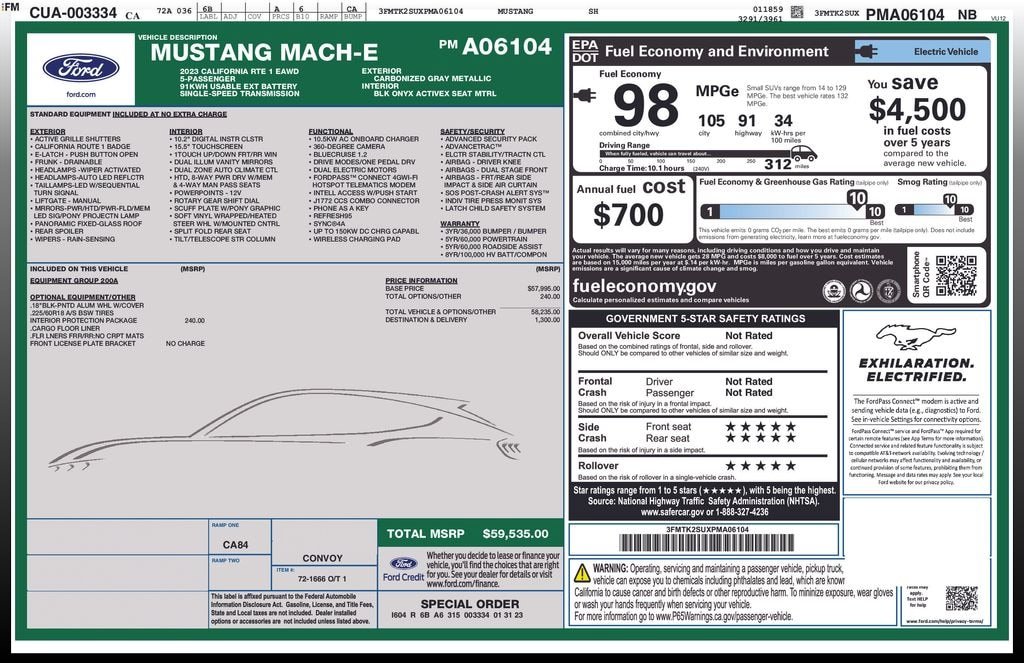 Certified 2023 Ford Mustang Mach-E California Route 1 AWD/4WD image 1