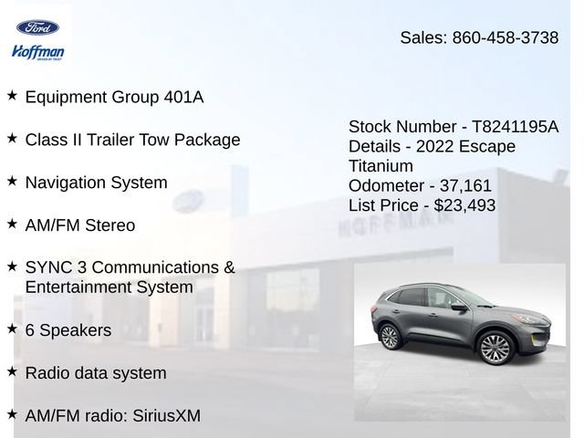 Certified 2022 Ford Escape Titanium w/ Class II Trailer Tow Package AWD/4WD image 5