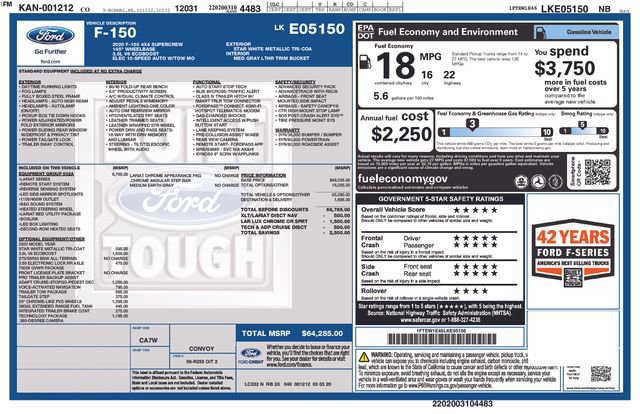 Certified 2020 Ford F150 Lariat w/ Equipment Group 502A Luxury image 35