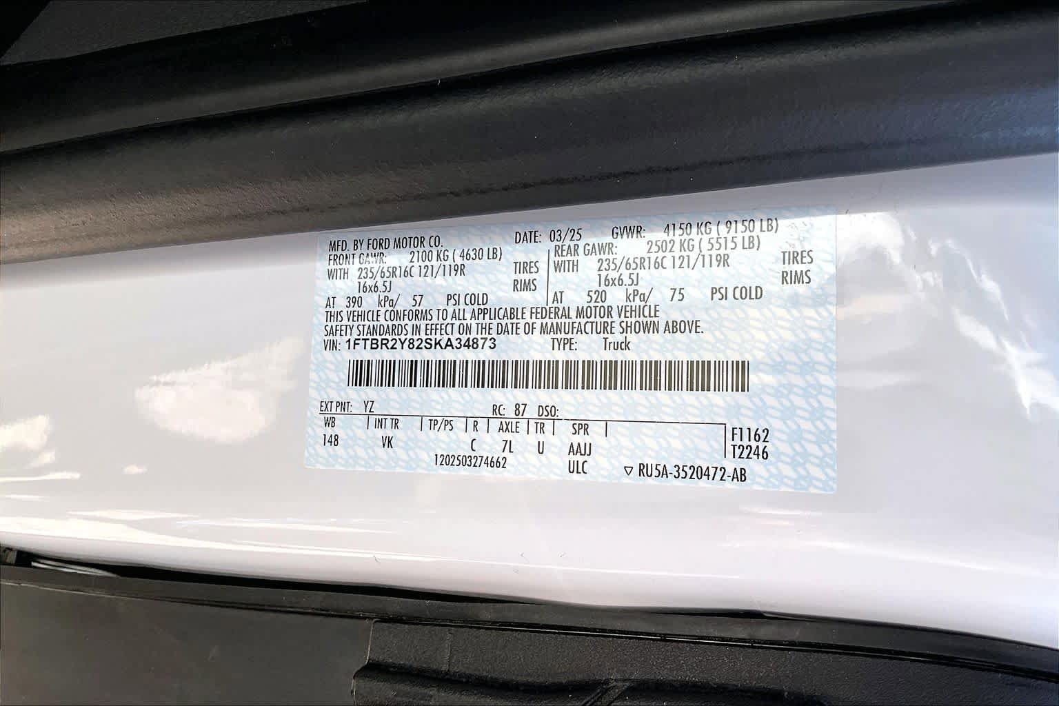 Certified 2025 Ford Transit 250 Low Roof AWD w/ Fleet Safety Package image 34