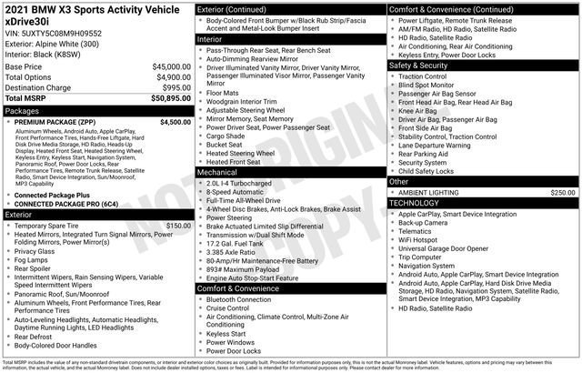 Used 2021 BMW X3 xDrive30i w/ Premium Package image 38