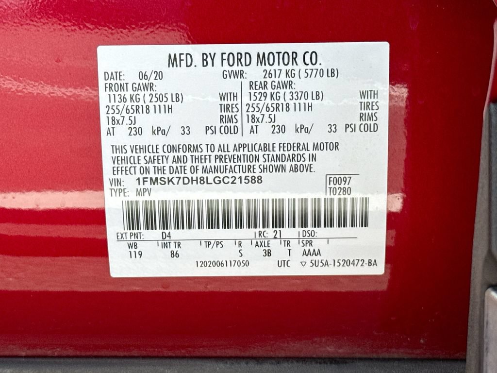 Certified 2020 Ford Explorer XLT RWD image 31