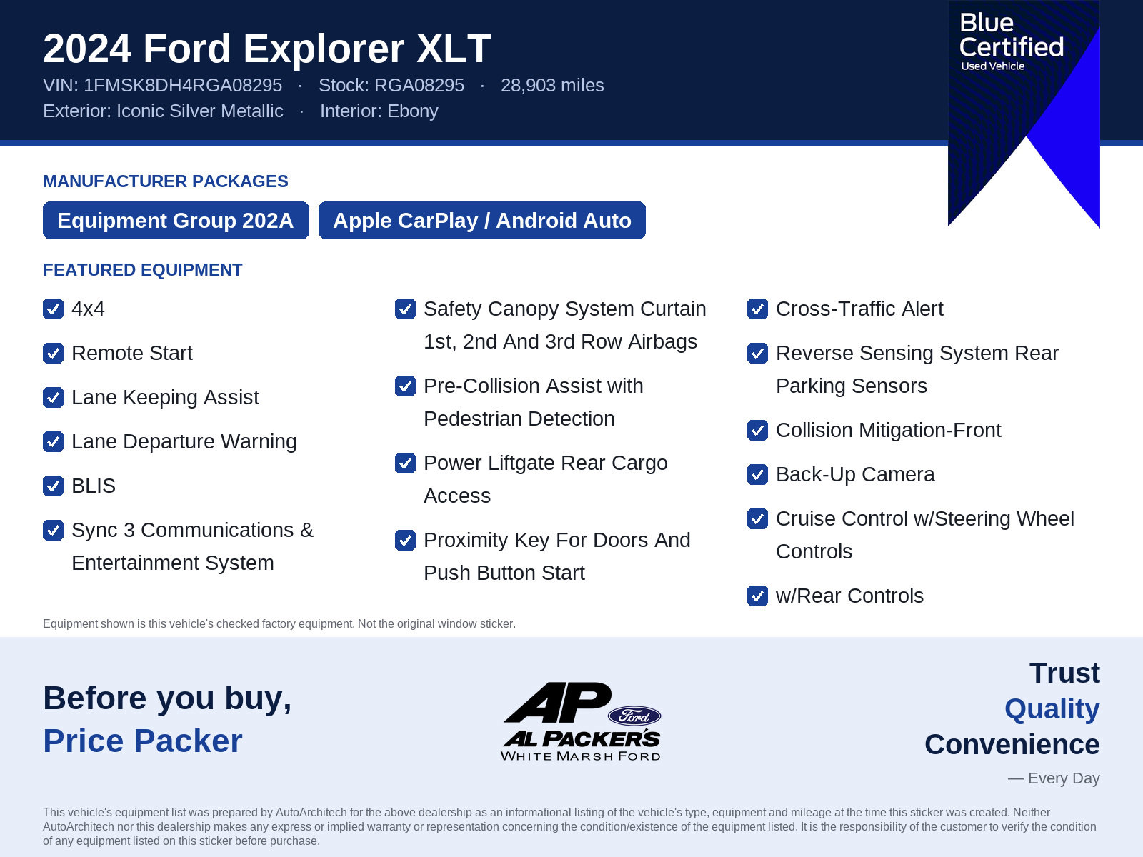 Certified 2024 Ford Explorer XLT w/ Equipment Group 202A AWD/4WD image 10