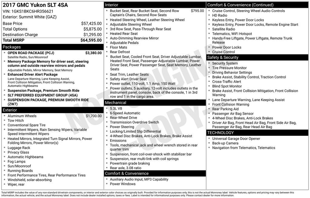 Used 2017 GMC Yukon SLT w/ Open Road Package RWD image 5