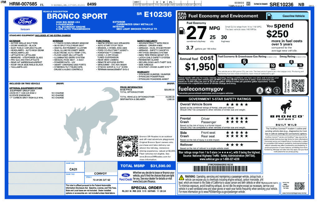 Certified 2025 Ford Bronco Sport Big Bend AWD/4WD image 45