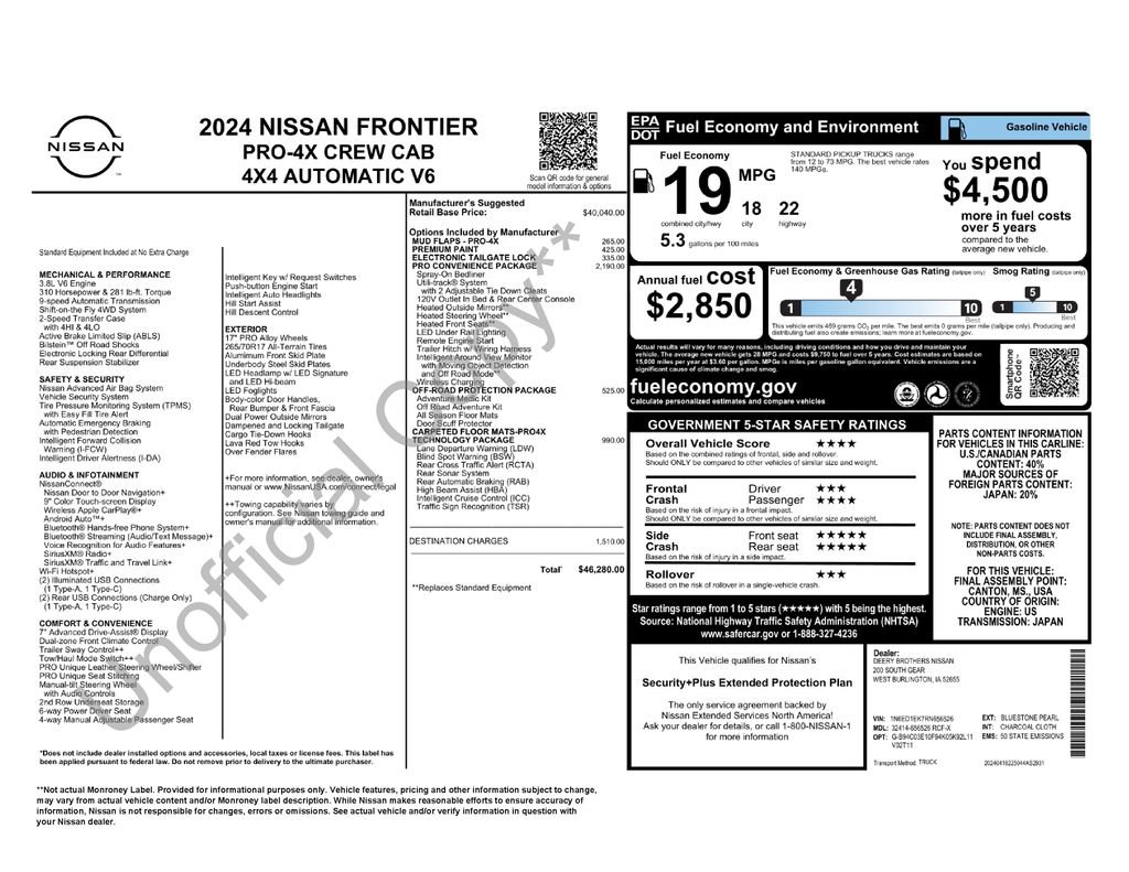 Used 2024 Nissan Frontier PRO-4X w/ Pro Convenience Package AWD/4WD image 3