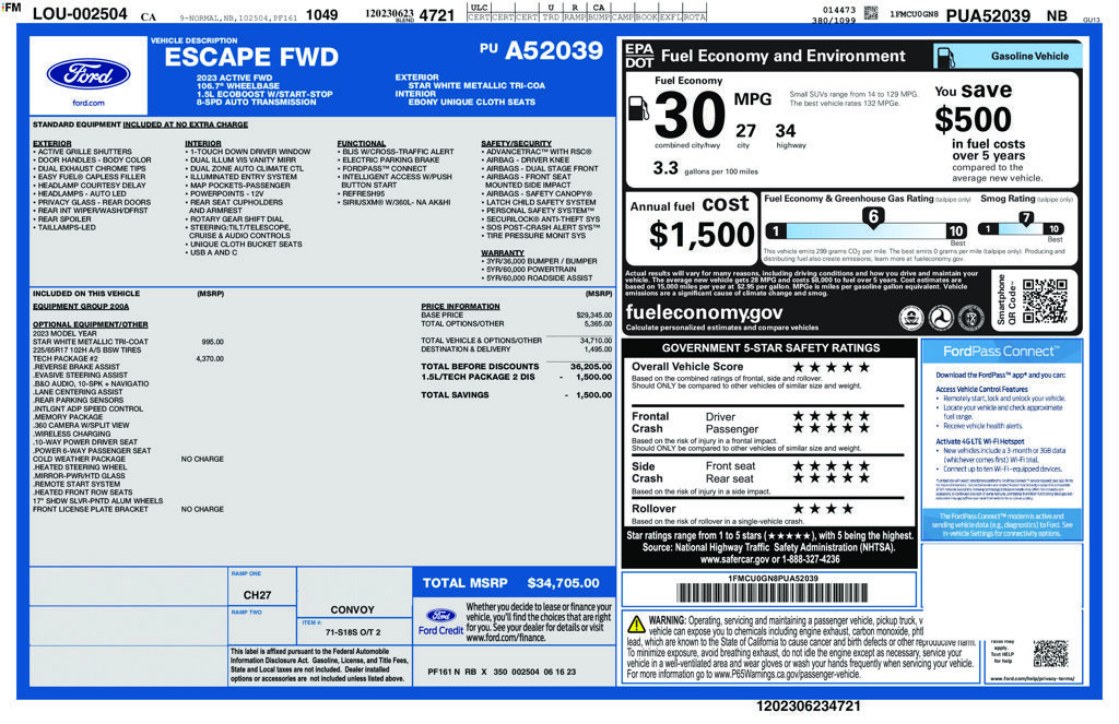 Certified 2023 Ford Escape Active w/ Tech Pack #2 FWD image 3