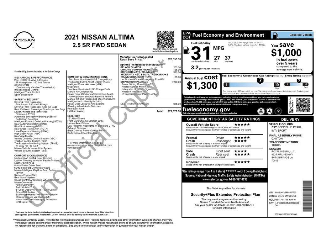 Used 2021 Nissan Altima 2.5 SR w/ SR Premium Package FWD image 5