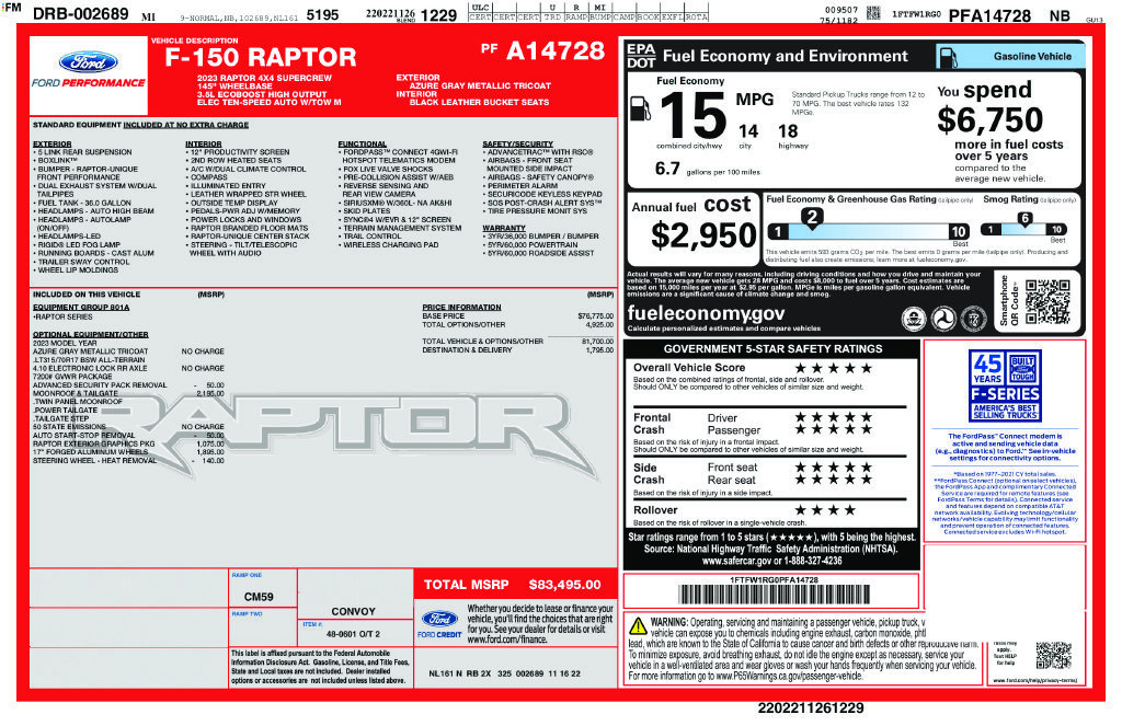 Certified 2023 Ford F150 Raptor AWD/4WD image 9