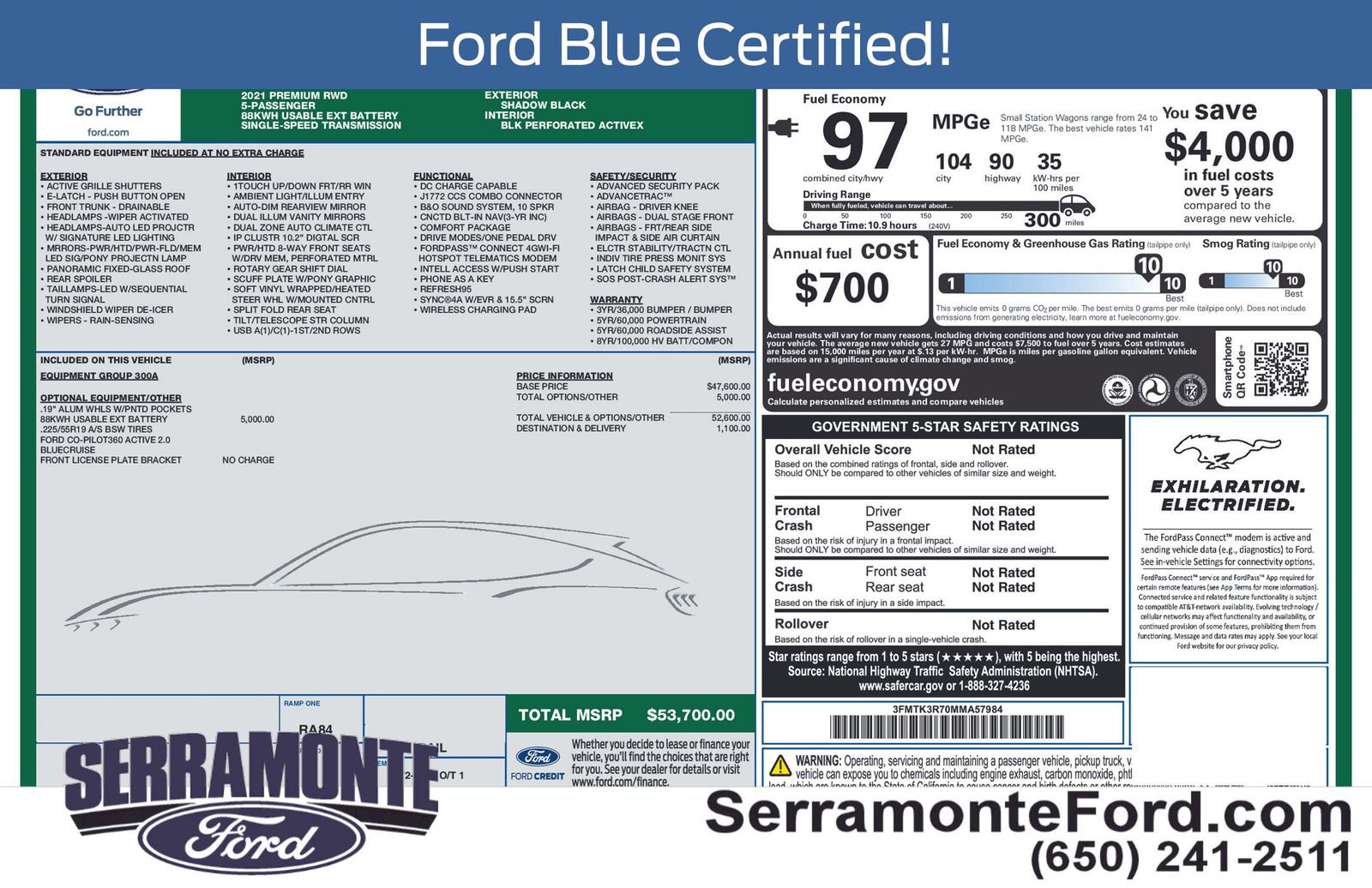 Certified 2021 Ford Mustang Mach-E Premium RWD image 13