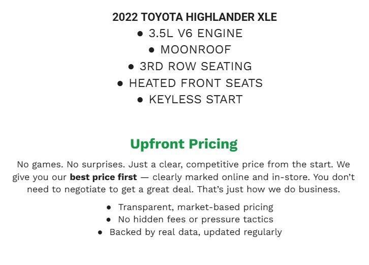 Used 2022 Toyota Highlander XLE AWD/4WD image 2