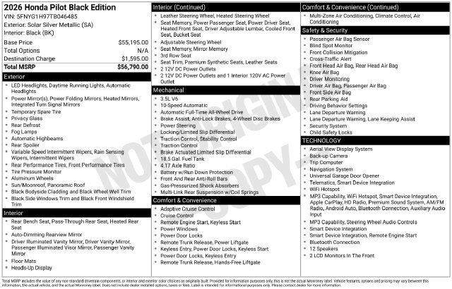 Used 2026 Honda Pilot Black Edition image 20