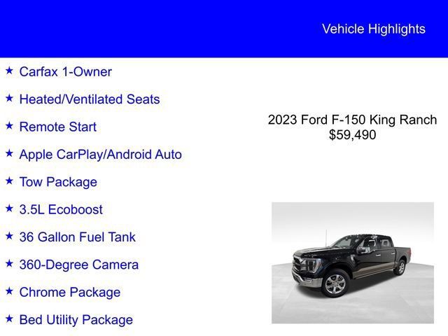 Certified 2023 Ford F150 King Ranch w/ Equipment Group 601A High AWD/4WD image 3