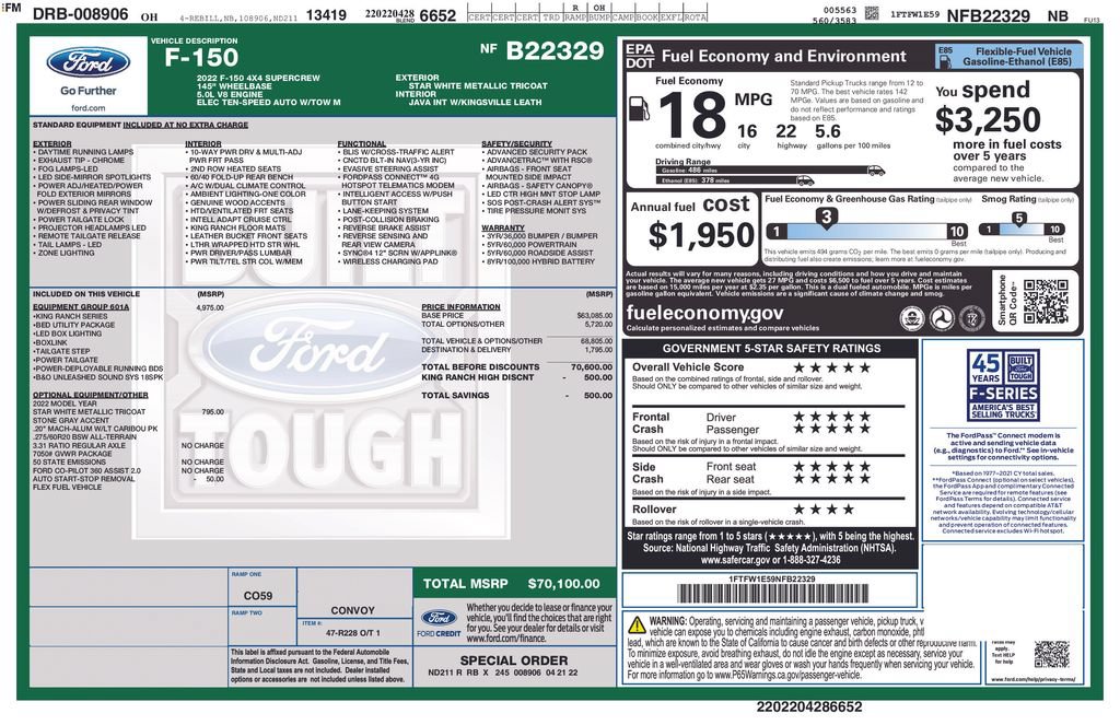 Certified 2022 Ford F150 King Ranch w/ Equipment Group 601A High AWD/4WD image 5