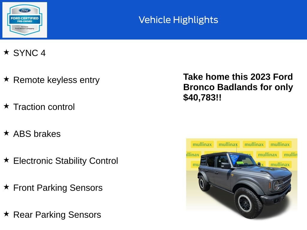 Certified 2023 Ford Bronco Badlands w/ Sasquatch Package AWD/4WD image 18