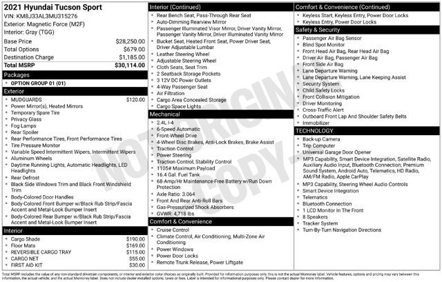 Used 2021 Hyundai Tucson Sport FWD image 28