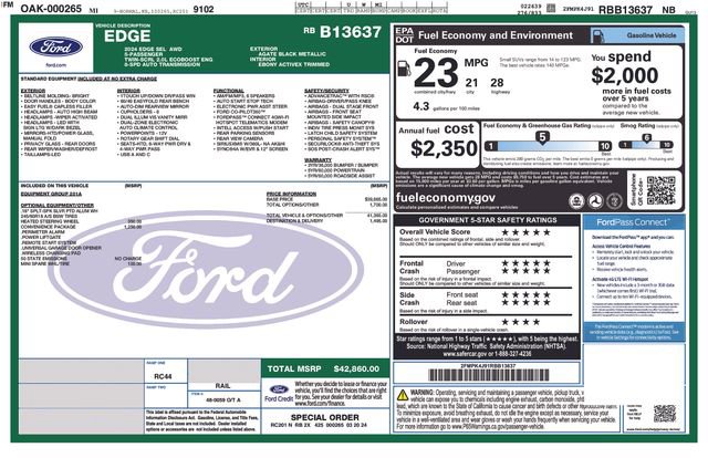 Certified 2024 Ford Edge SEL w/ Convenience Package AWD/4WD image 39