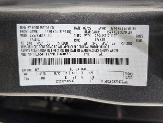 Certified 2022 Ford Ranger Lariat w/ Equipment Group 501A High image 9