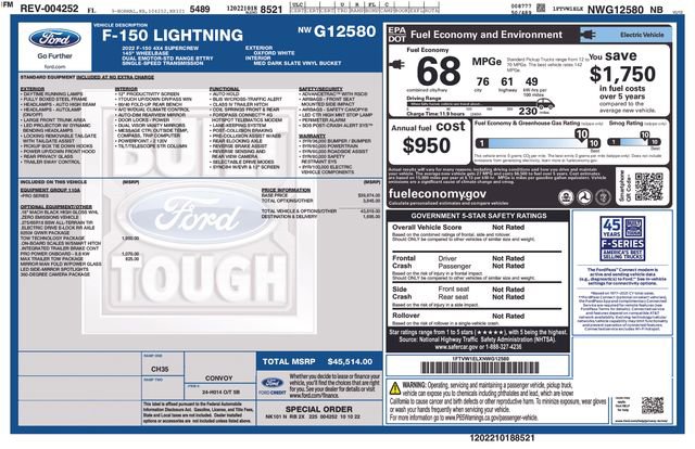 Certified 2022 Ford F150 Lightning Pro w/ Tow Technology Package AWD/4WD image 2