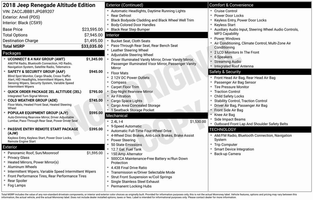 Used 2018 Jeep Renegade Altitude w/ UConnect 8.4 Nav Group