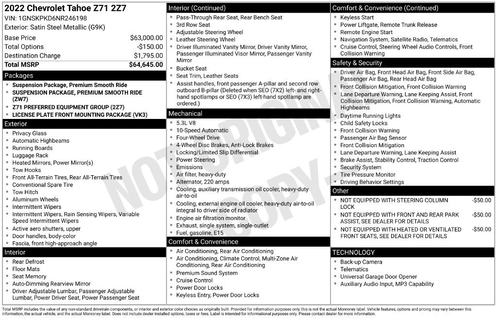 Used 2022 Chevrolet Tahoe Z71 AWD/4WD image 40