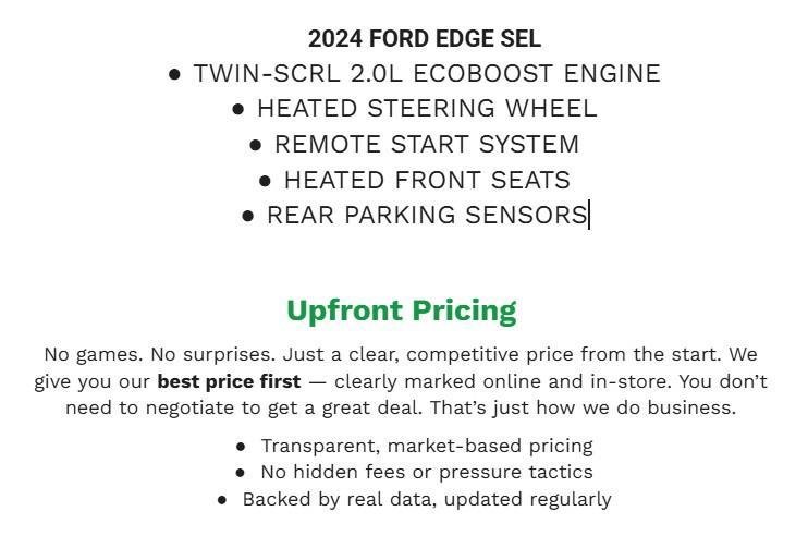 Certified 2024 Ford Edge SEL w/ Convenience Package AWD/4WD image 2