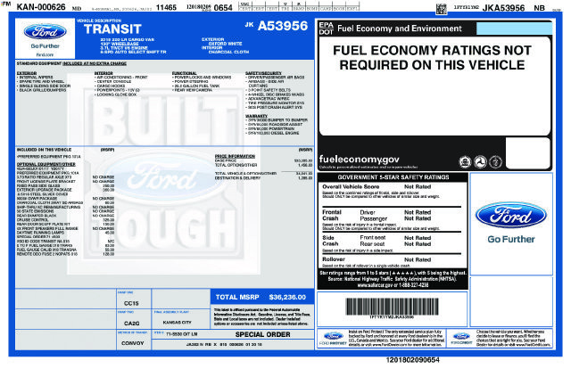 Certified 2018 Ford Transit 250 130 Low Roof w/ Exterior Upgrade Package RWD image 10