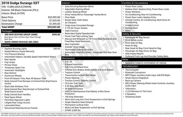 Used 2018 Dodge Durango SXT w/ 3rd Row Seating Group AWD/4WD image 34