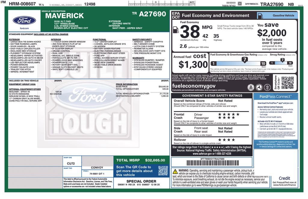 Certified 2026 Ford Maverick XLT FWD image 45