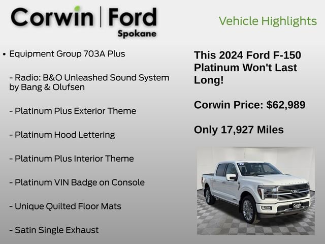 Certified 2024 Ford F150 Platinum w/ Equipment Group 703A Plus image 16