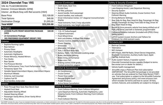 Used 2024 Chevrolet Trax RS FWD image 34