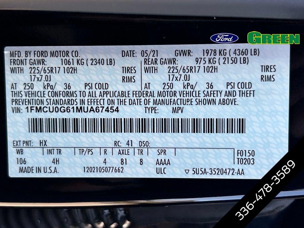 Certified 2021 Ford Escape SE FWD image 13
