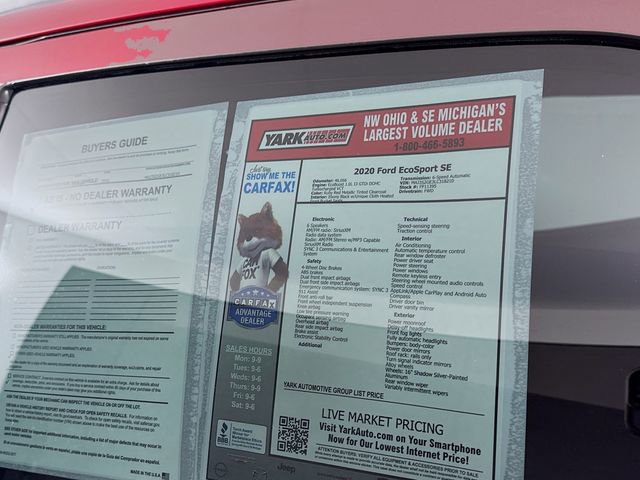 Certified 2020 Ford EcoSport SE FWD image 14