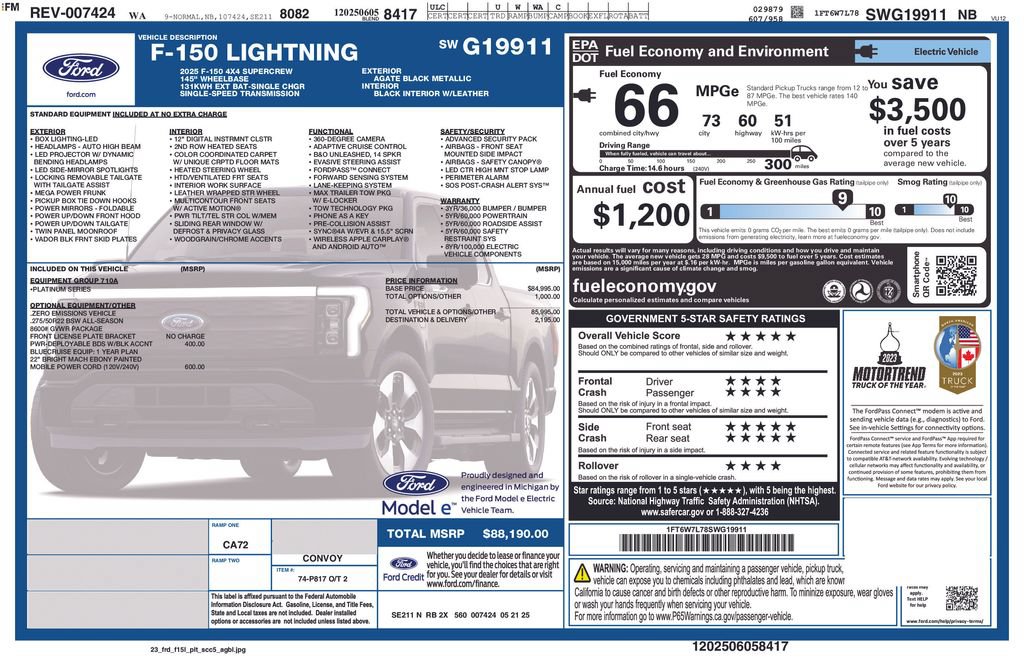 Certified 2025 Ford F150 Lightning Platinum AWD/4WD image 45