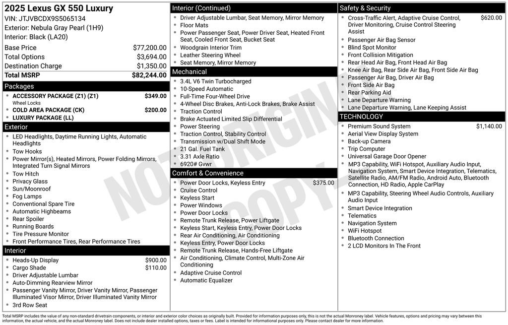 Used 2025 Lexus GX 550 w/ Accessory Package (Z1) AWD/4WD image 8