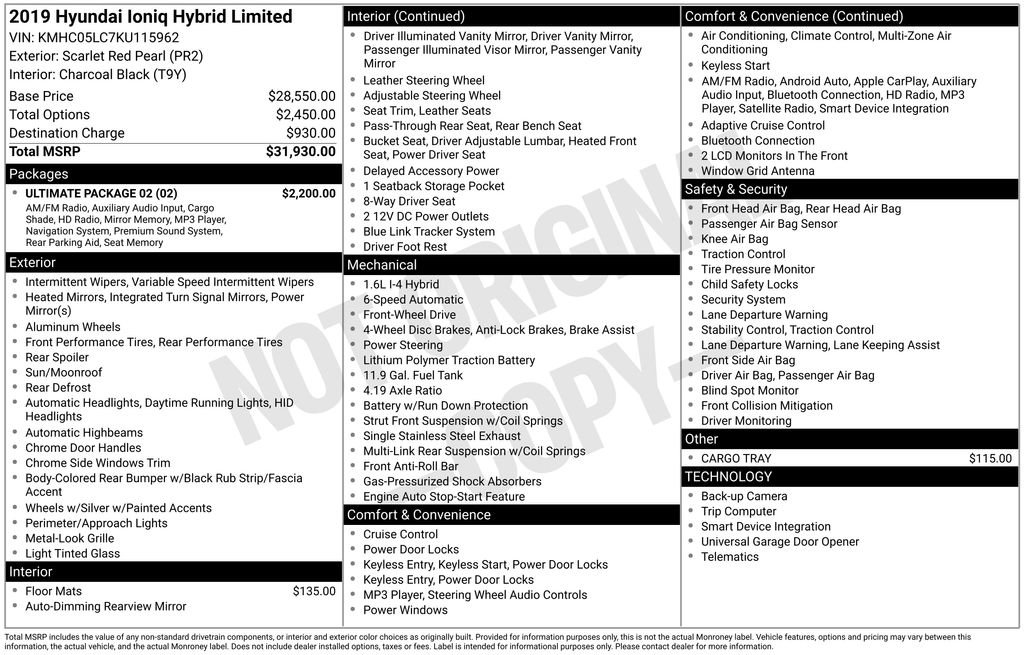 Used 2019 Hyundai Ioniq Limited w/ Ultimate Package 02 image 12