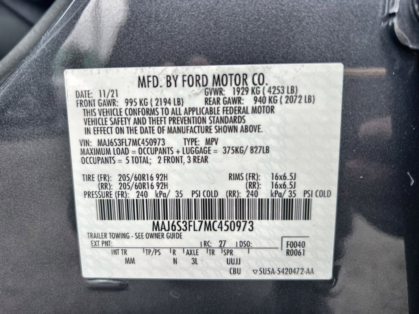 Certified 2021 Ford EcoSport S image 28