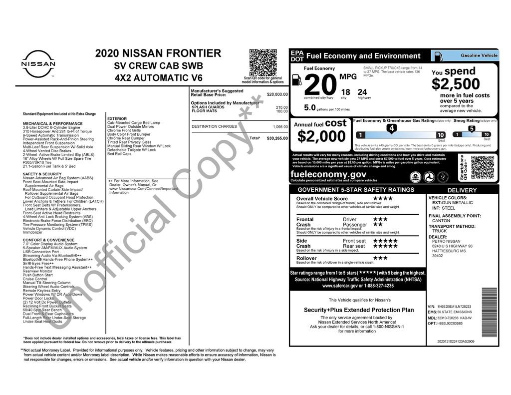 Used 2020 Nissan Frontier SV RWD image 5