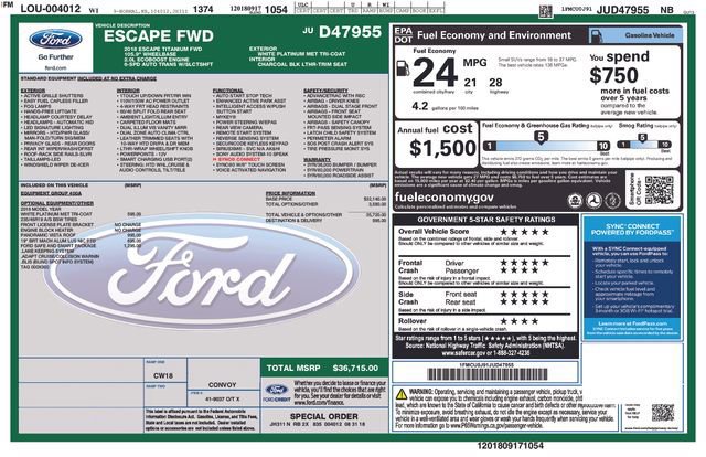 Certified 2018 Ford Escape Titanium w/ Ford Safe & Smart Package FWD image 6