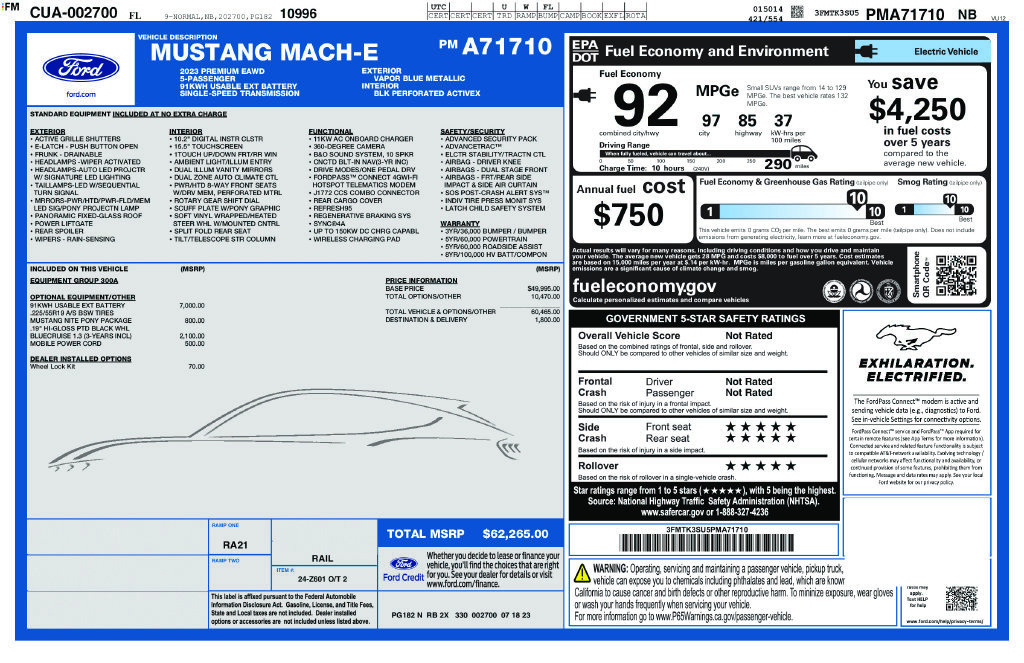 Certified 2023 Ford Mustang Mach-E Premium w/ Mustang Nite Pony Package AWD/4WD image 12